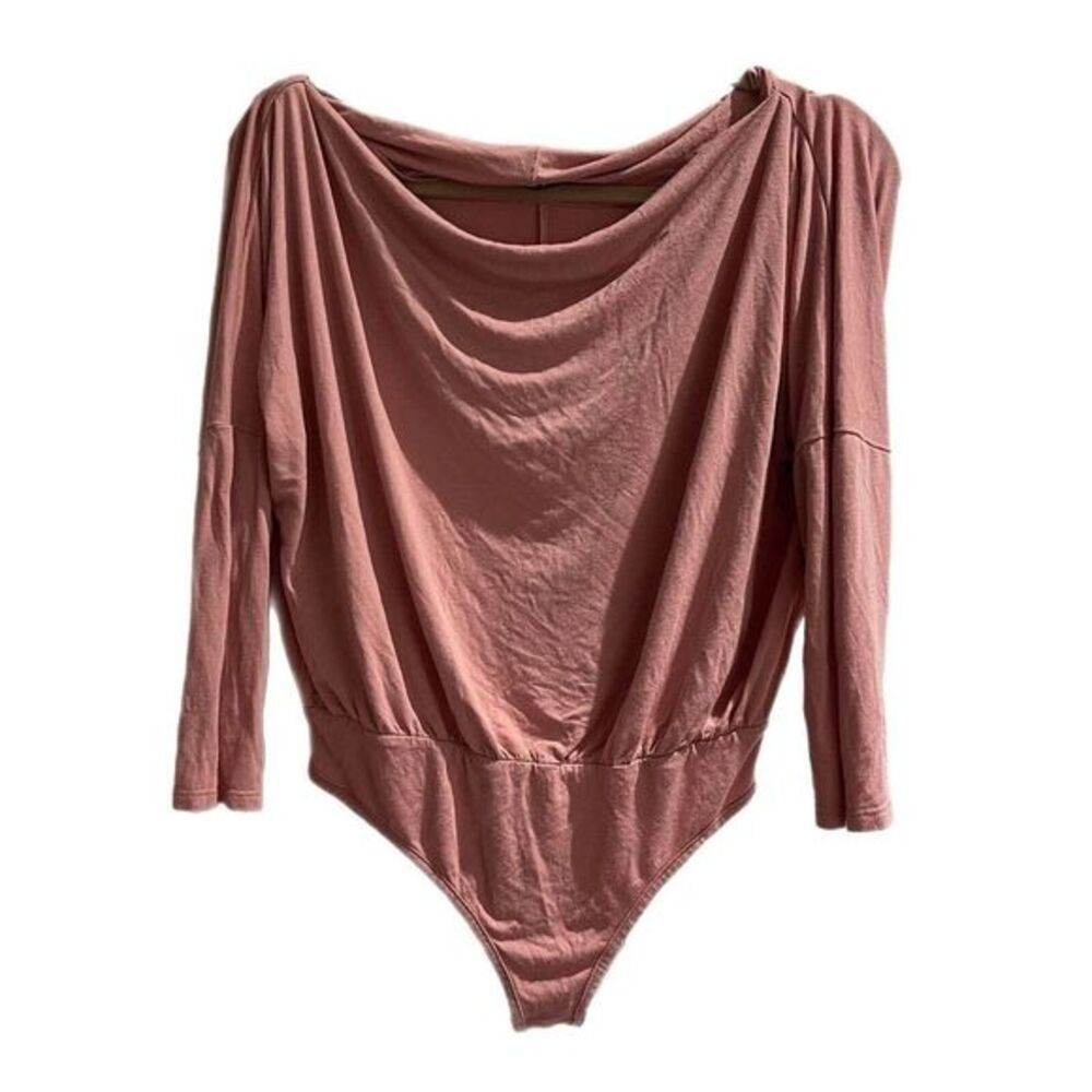 Fashion Nova Women S Bodysuit Blouse Top Long‎ Sleeve Boat Neck Pink
